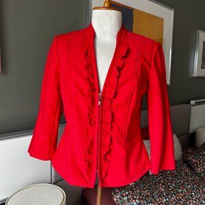 White House Black Market Red Structured Blazer Power Dressing US4     - P2309
